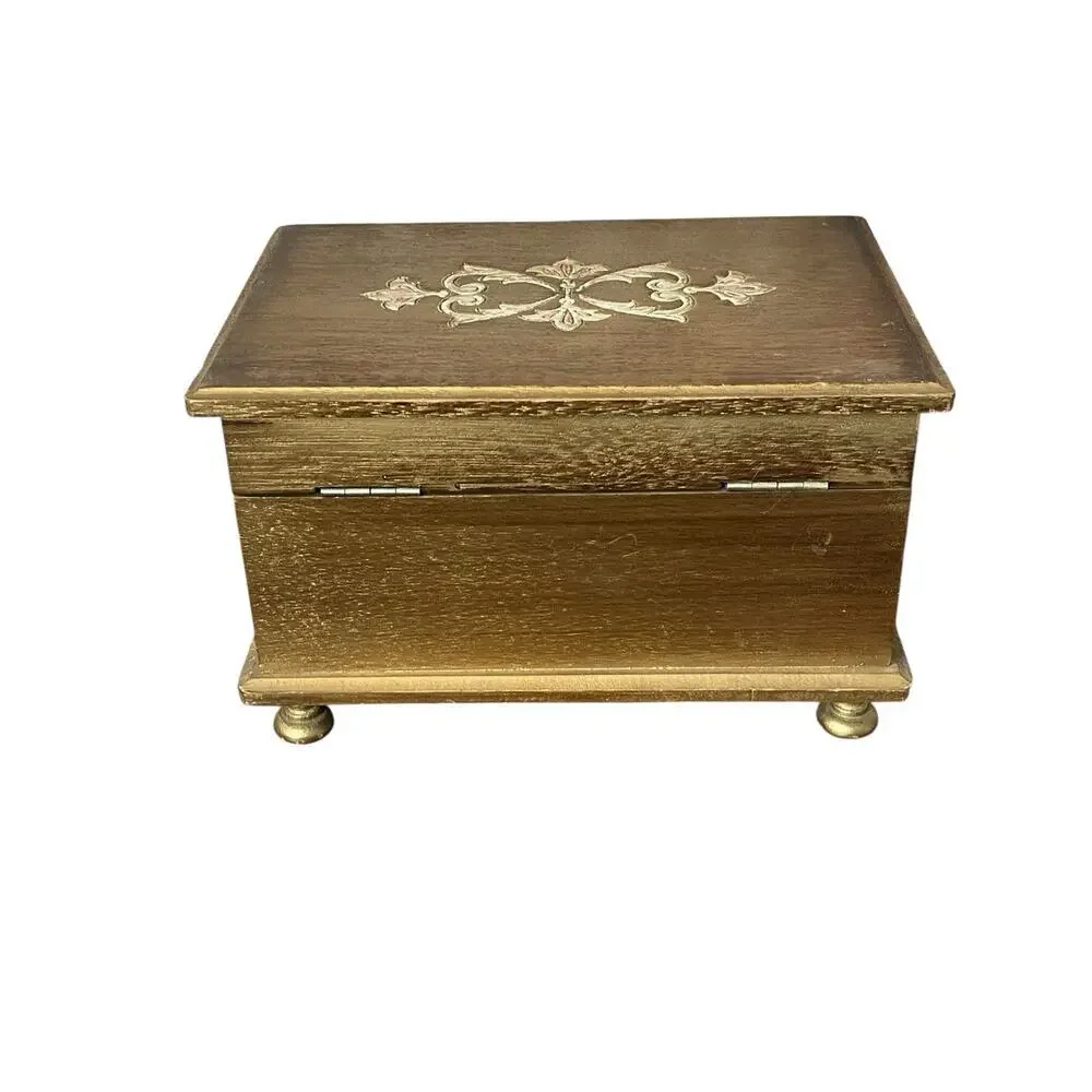 Vintage Mele Florentine Style Jewelry Box 1960s Gold Gilted Jewelry Storage